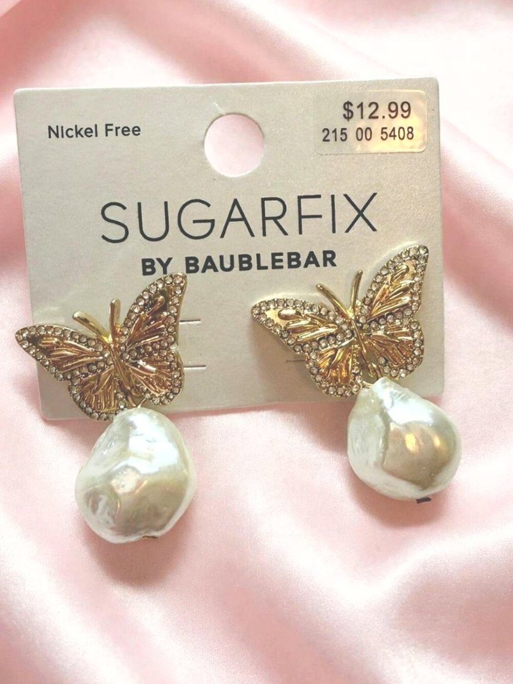 Sugarfix by BaubleBar Gold Butterfly Pearl Drop Earrings